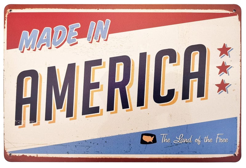 ERLOOD Made in America Retro Metal Vintage Tin Sign 12 x 8 - Image 1